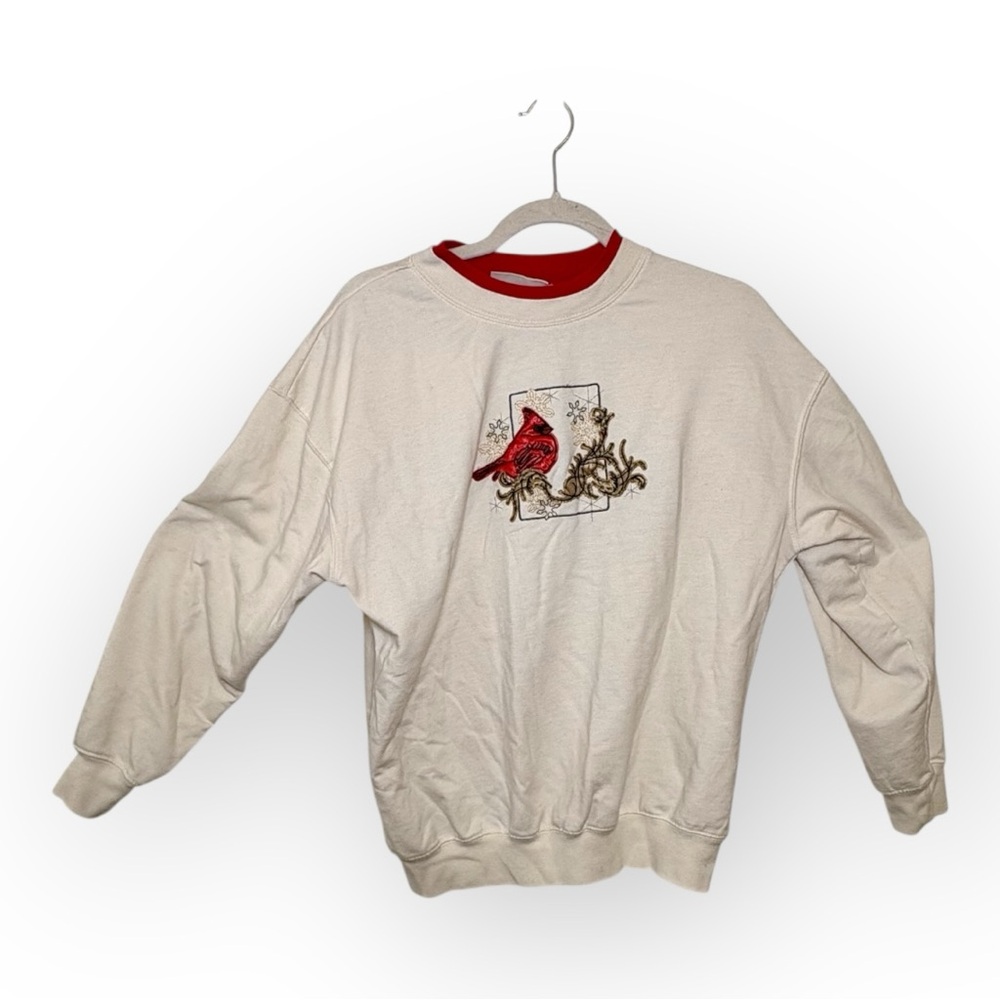 Vintage M & C Sportswear Cream Cardinal Sweatshirt Holiday Folkcore Medium